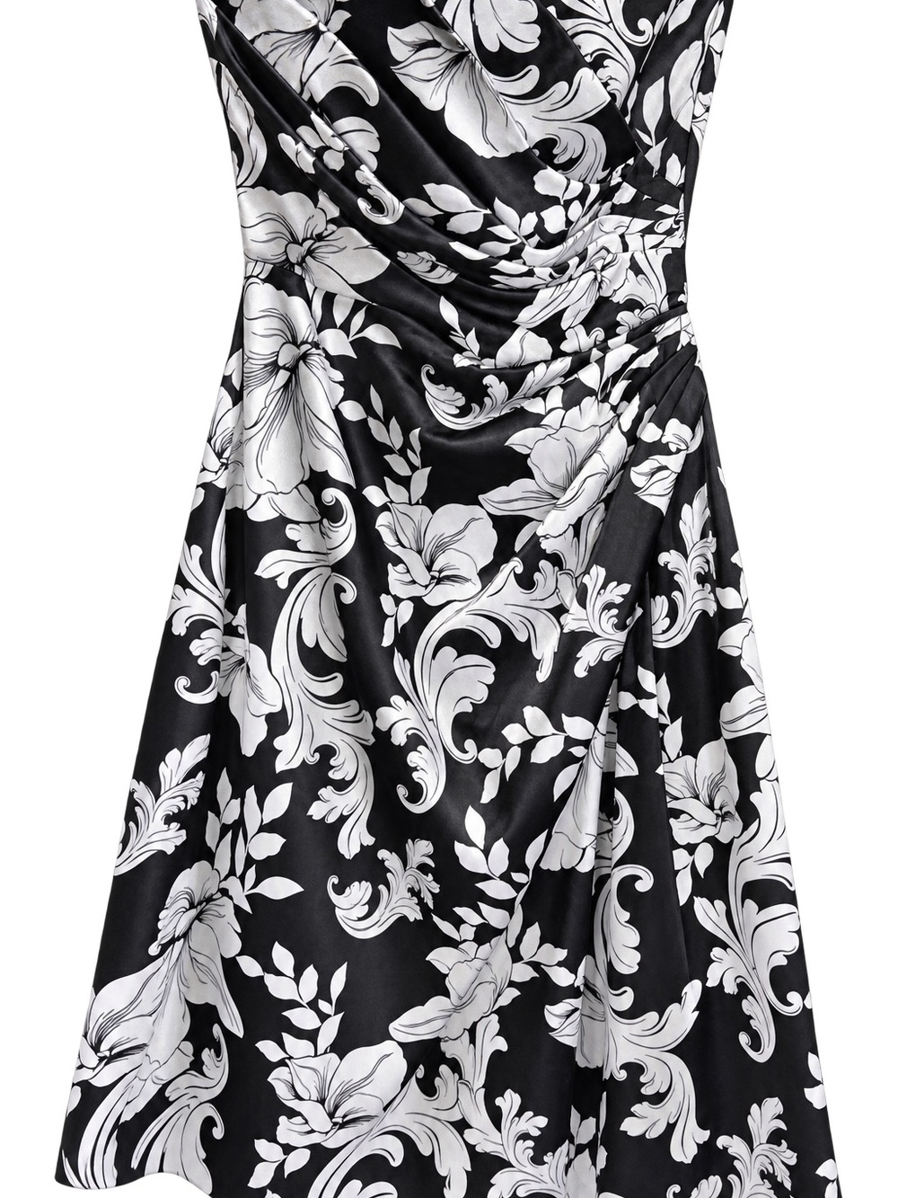 White House Black Market Black & White Floral Strapless Dress